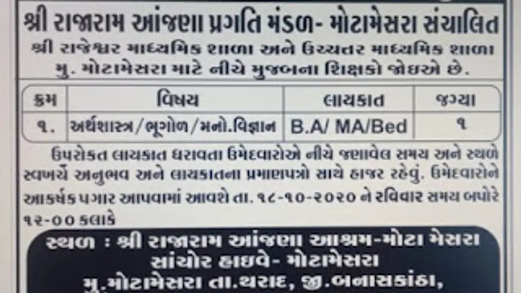 Rajeshwar High school, Mota Mesara