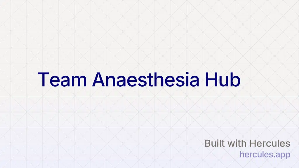 Team Anaesthesia Dr. Hari Prasad K